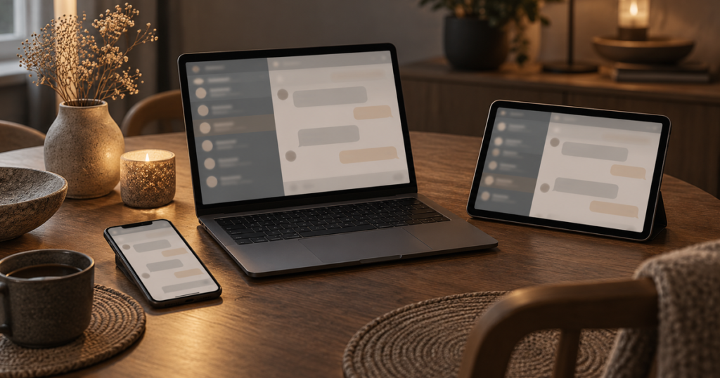 Beskederne findes også på computeren og tabletten